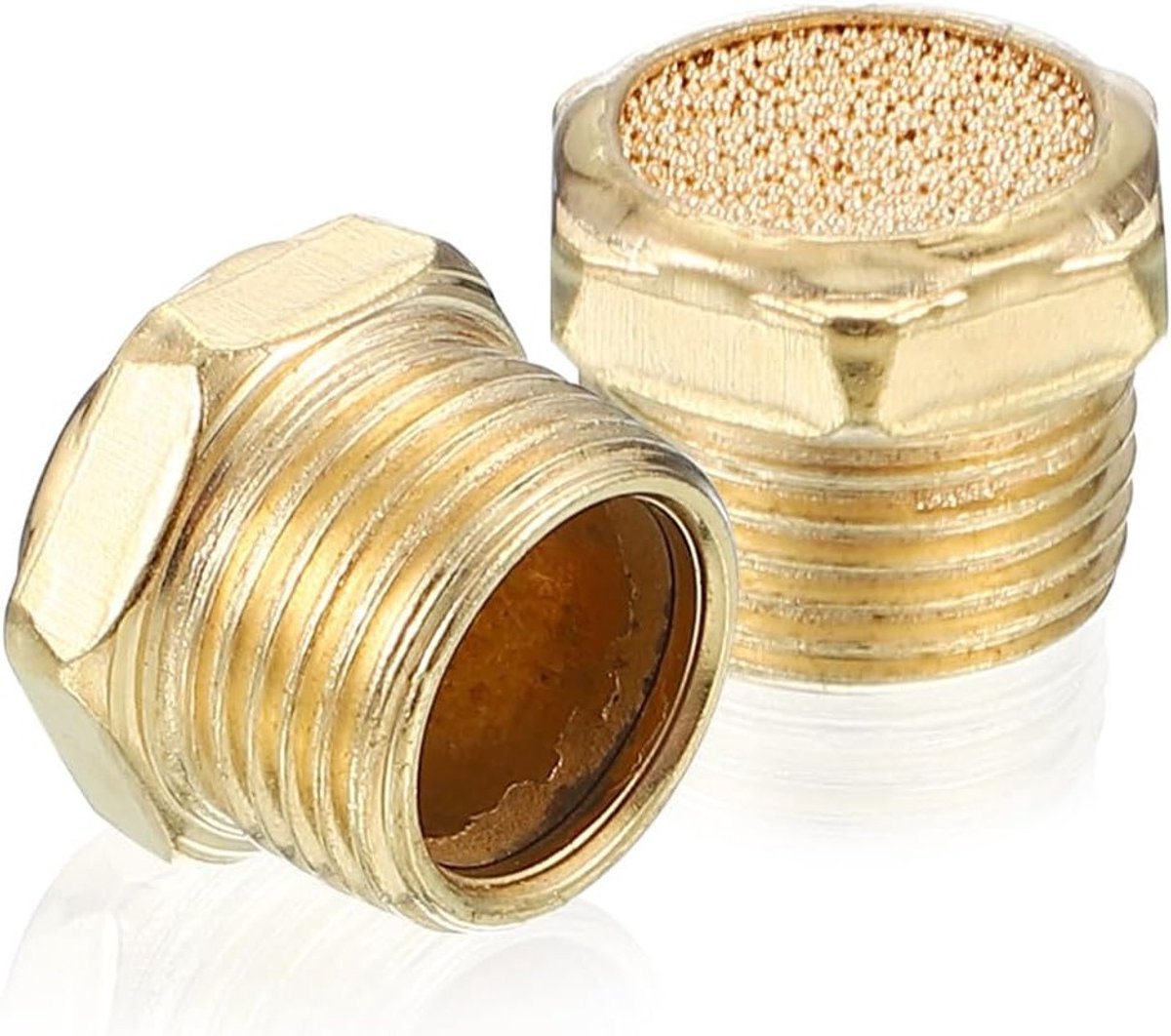 Lucht pneumatische dempers G3/8" buitendraad voor geluidsreductie, messing luchtontluchtingsfitting voor cilinders en kleppen, set van 5 stuks