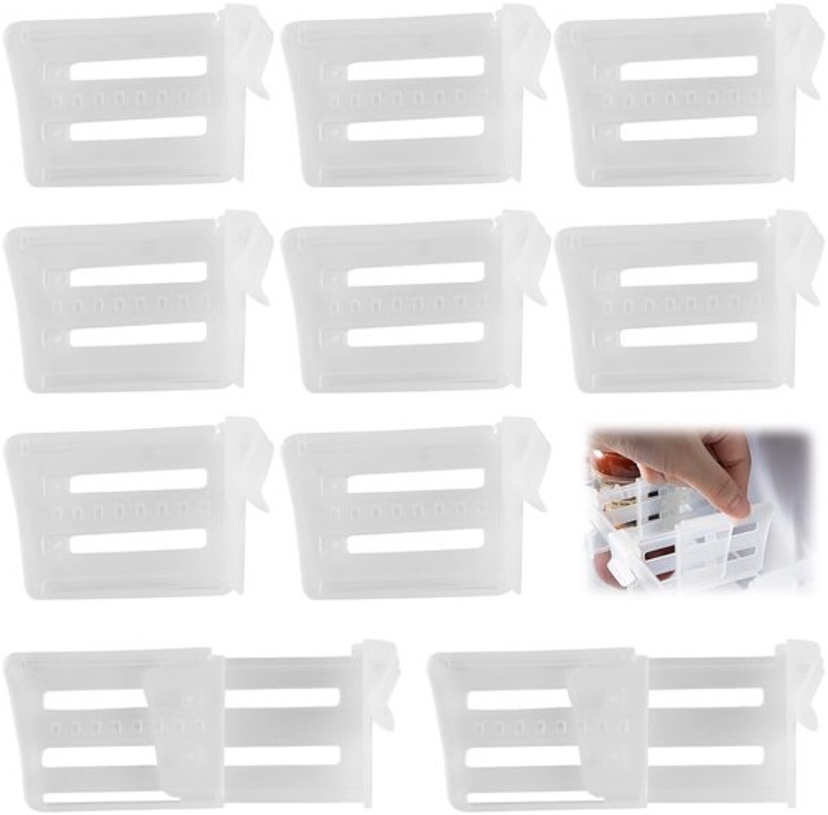 10 Stuks Koelkast Scheidingswanden Koelkast Organizer Lade Scheidingswanden voor Koelkast Deur Opslag Scheider Deur Separator voor Keuken Snap-on Rek Lade Organizer