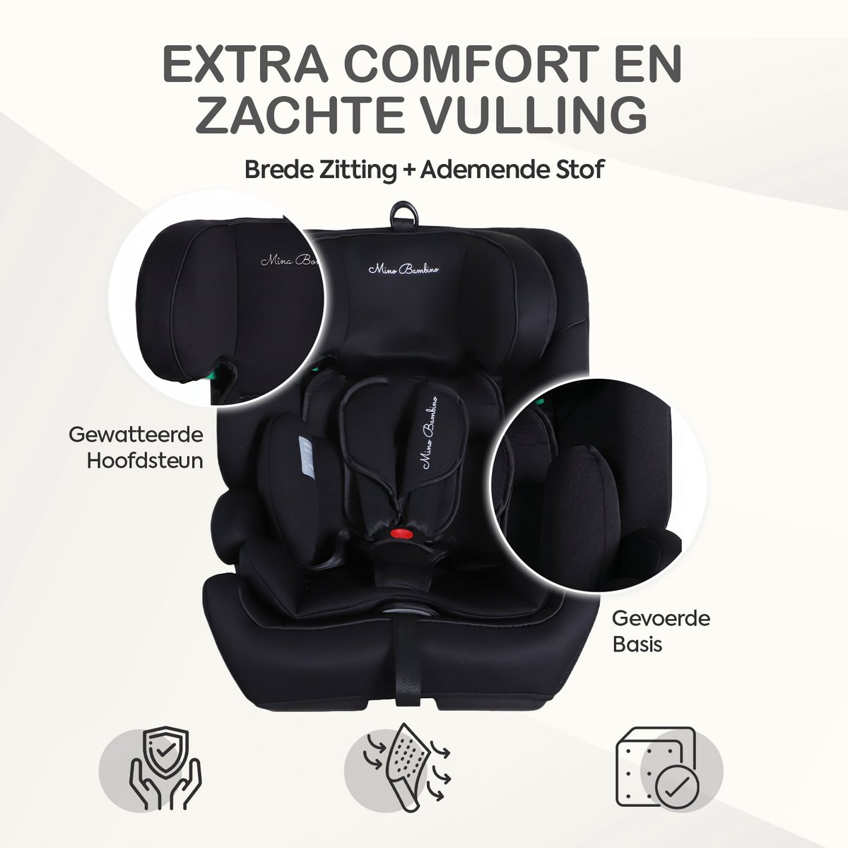 Mino Bambino i-Size Autostoel - Isofix - Zwart thumbnail 3