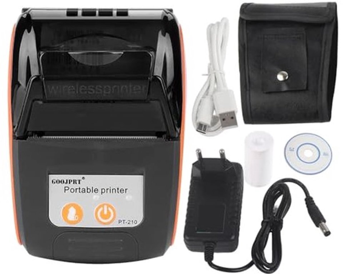USB thermische bonprinter, Bluetooth draadloze draagbare bonprinter, 58 mm mini draagbare persoonlijke rekeningprinter compatibel met IOS/Android/Windows/voor ESC/POS/Star (oranje, BS)