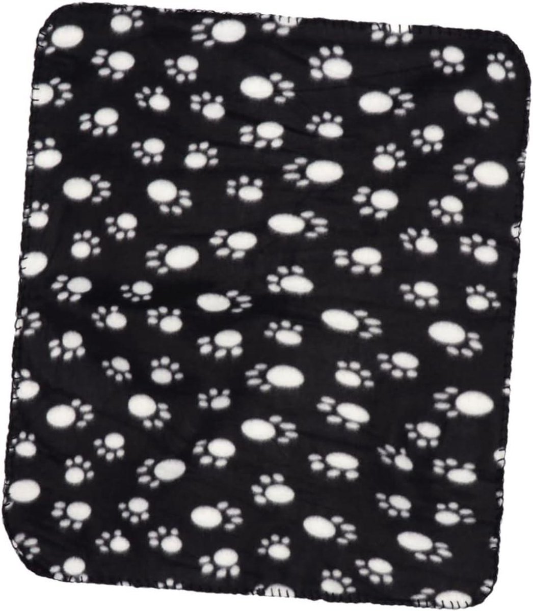 Huisdieren Dekens - Dierenkleed Fleece - Comfort en Warmte - Dubbelzijdig Fleece - 60x70cm - Zwart met Witte Poten