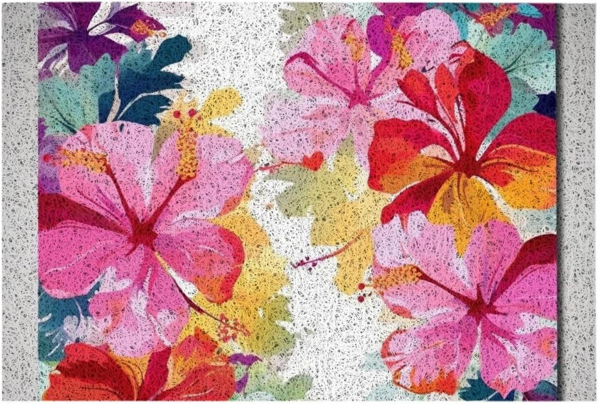 Binnendeurmat Bloem - Entree mat - Schoenen schoonmaken - Antislip achterkant - 406 x 61 c