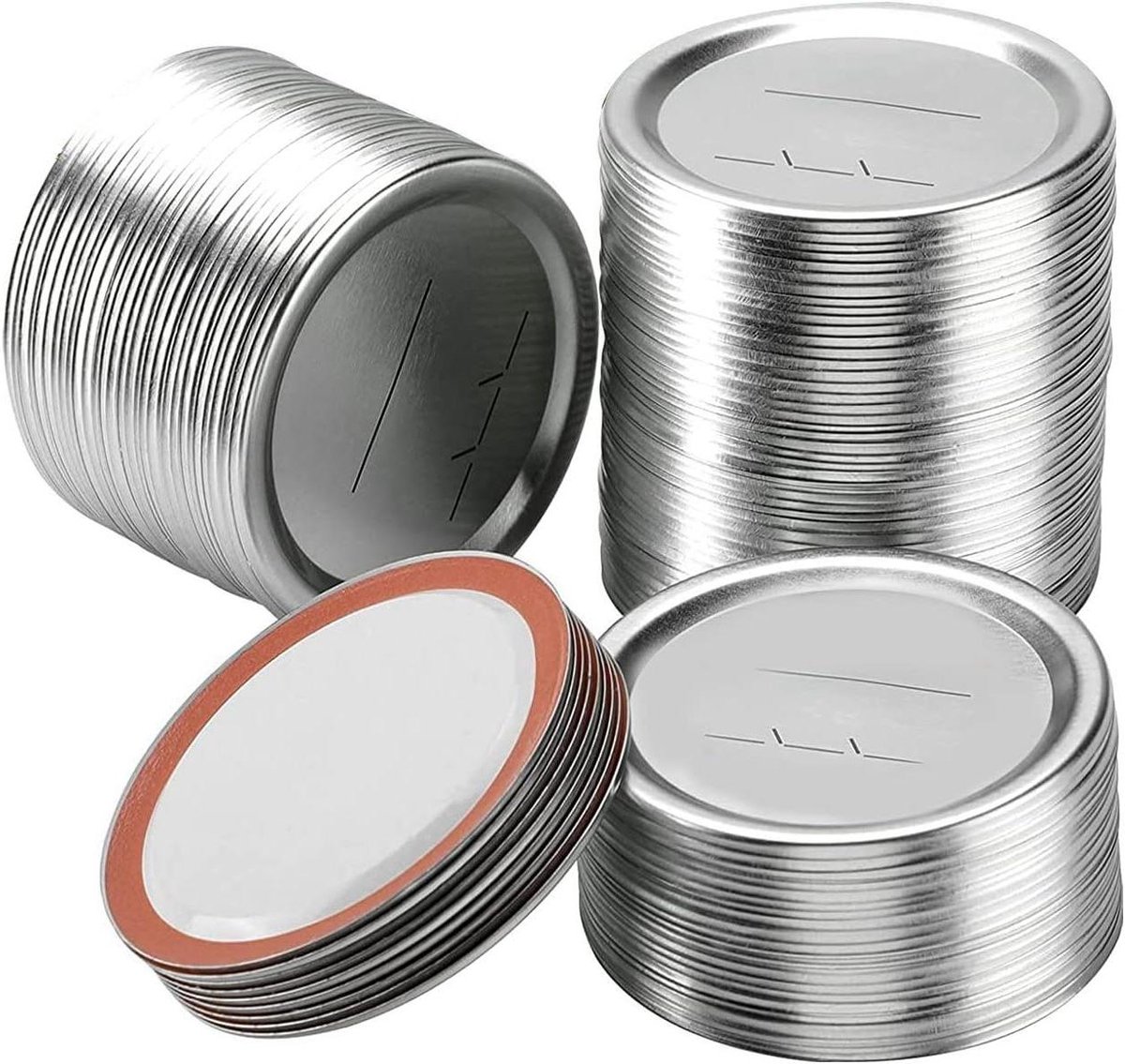 Inmaak Lids - Glazen Deksel Set - Voedsel Bewaren - Met Siliconen Ring - 70 mm - Zilver