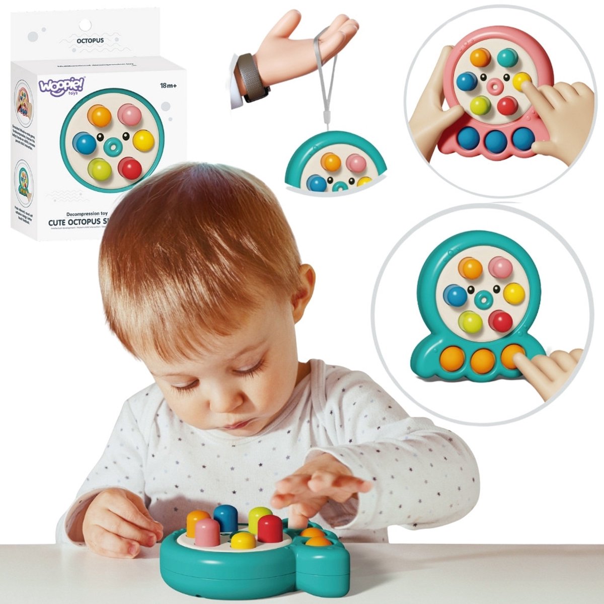 Woopie Arcadespel Stick Mole String Octopus Groen 2in1