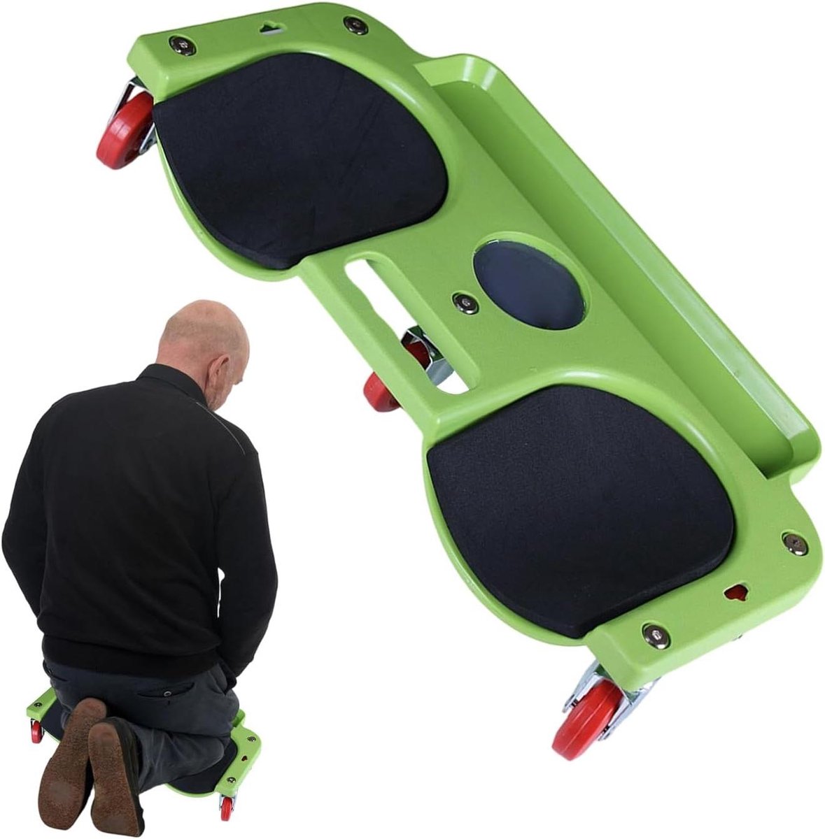 Rolknielkussens met Lade - Verplaatsbare Kniebeschermer - Vloerwerk Uitvoeren - Gereedschap Opbergvakken - 50 x 26 x 11 cm - Zwart