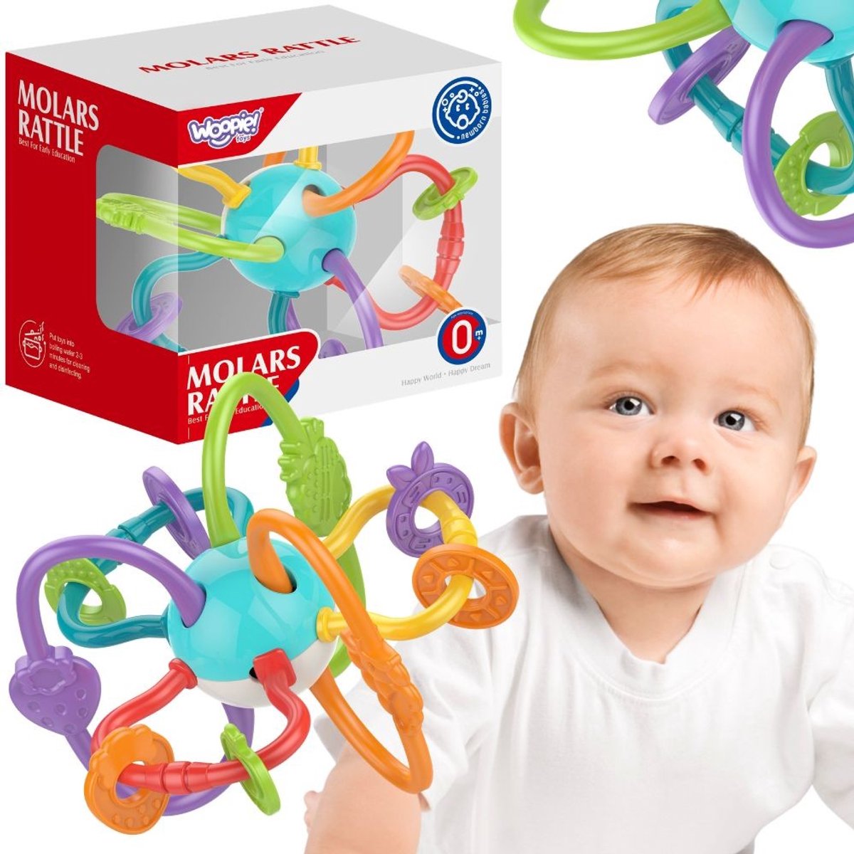 Woopie Baby Sensory Toy Rammelaar Tandjes 2in1 - UNI