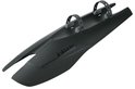 Zwart SKS X-board spatbord met twee grijze bevestigingsbanden, zijaanzicht.