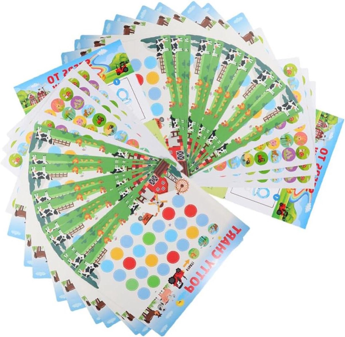 Zindelijkheid Stickers - Beloningsstickers Toilet - Zelfstandig Leren - Boerderij Thema - 26 x 21 cm - Kleurrijk