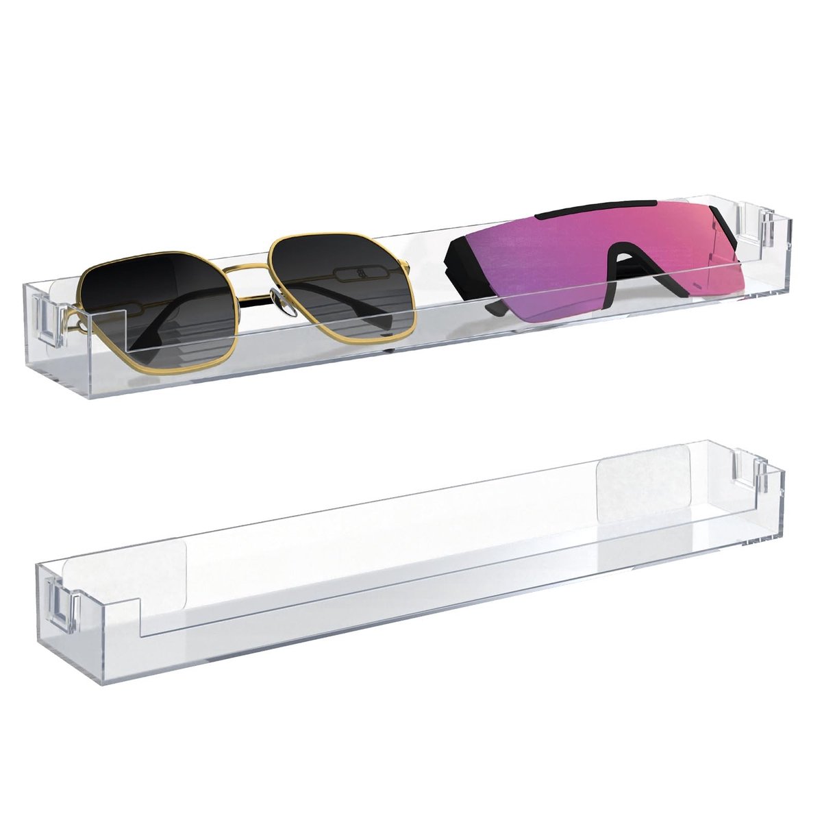 aladdien - Extra grote acryl zonnebril organizer - 2 Pack wandmontage - Zonnebril opslag display - Geschikt voor diverse zonnebrillen - Ideaal voor ...