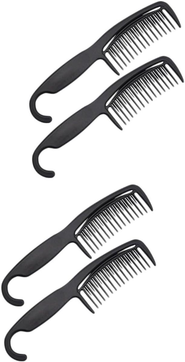 Haarkam Set - Ontklitter Borstel - Haar Styling - Brede Tanden - 23.3 cm - Zwart en Paars