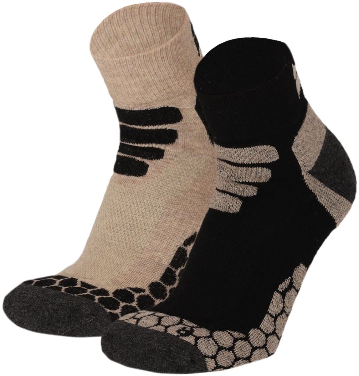 Xtreme Sockswear Quarter Wandelsokken – 2 Paar – Lage Hiking Sokken Unisex – Katoen & Coolmax – Multi Beige