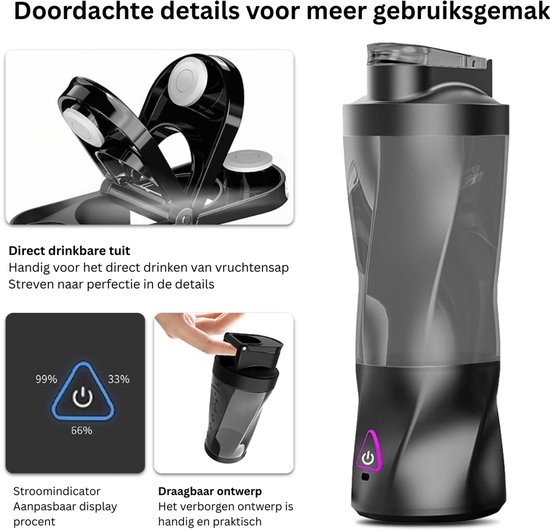 MRKK® Blender To Go - Smoothie Maker - Draagbare Blender van Merkloos — afbeelding 3