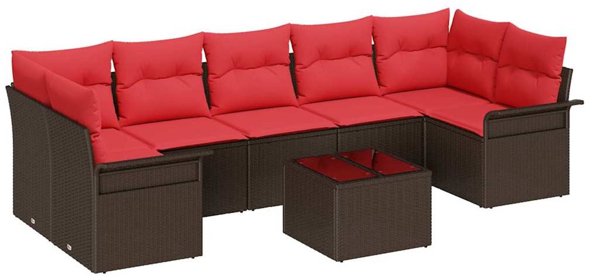 vidaXL - Tuinbank - Set - 8 - pcs - Bruin - poly - rattan
