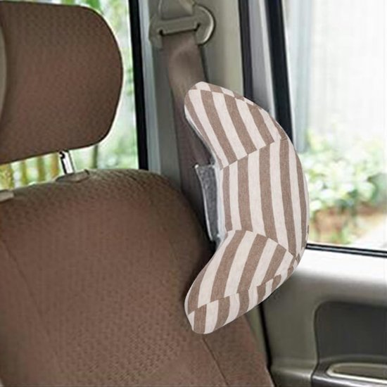 Reiskussen voor in de autostoel - zacht neksteunkussen - kussen voor over de autogordel - schouderkussen voor de autogordel - geschikt voor gebruik in de auto, het vliegtuig, de kinderwagen en de buggy-bruin. van Reiskussen✈ — afbeelding 4