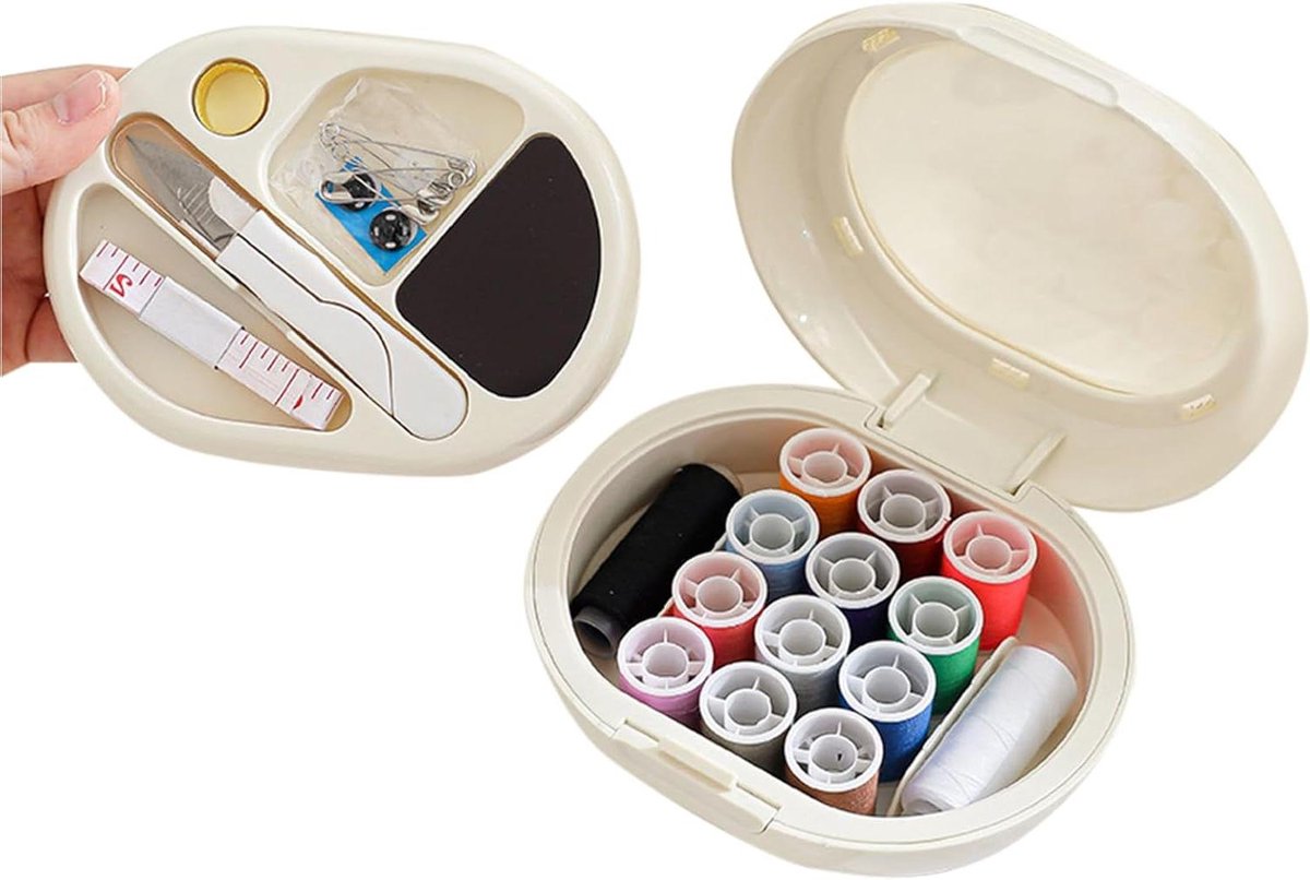 Reisnaaiset - Naaiset met draad - Kleding repareren - Dubbellaags ontwerp - 15 cm - Wit