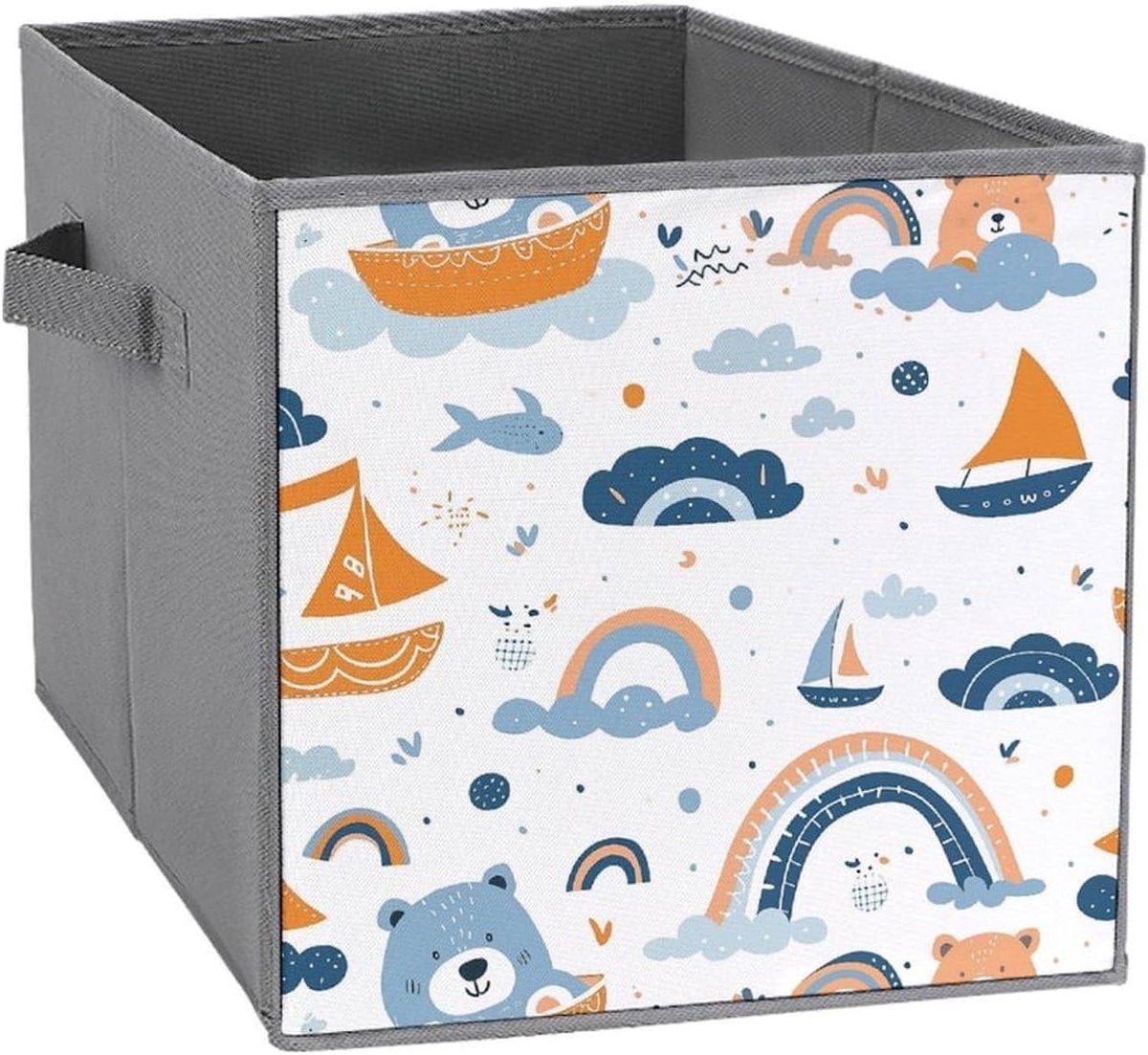 Opbergbakken - Opbergdozen Manden - Kleding Opbergen - Verstevigd Karton - 25 x 25 cm - Grijs