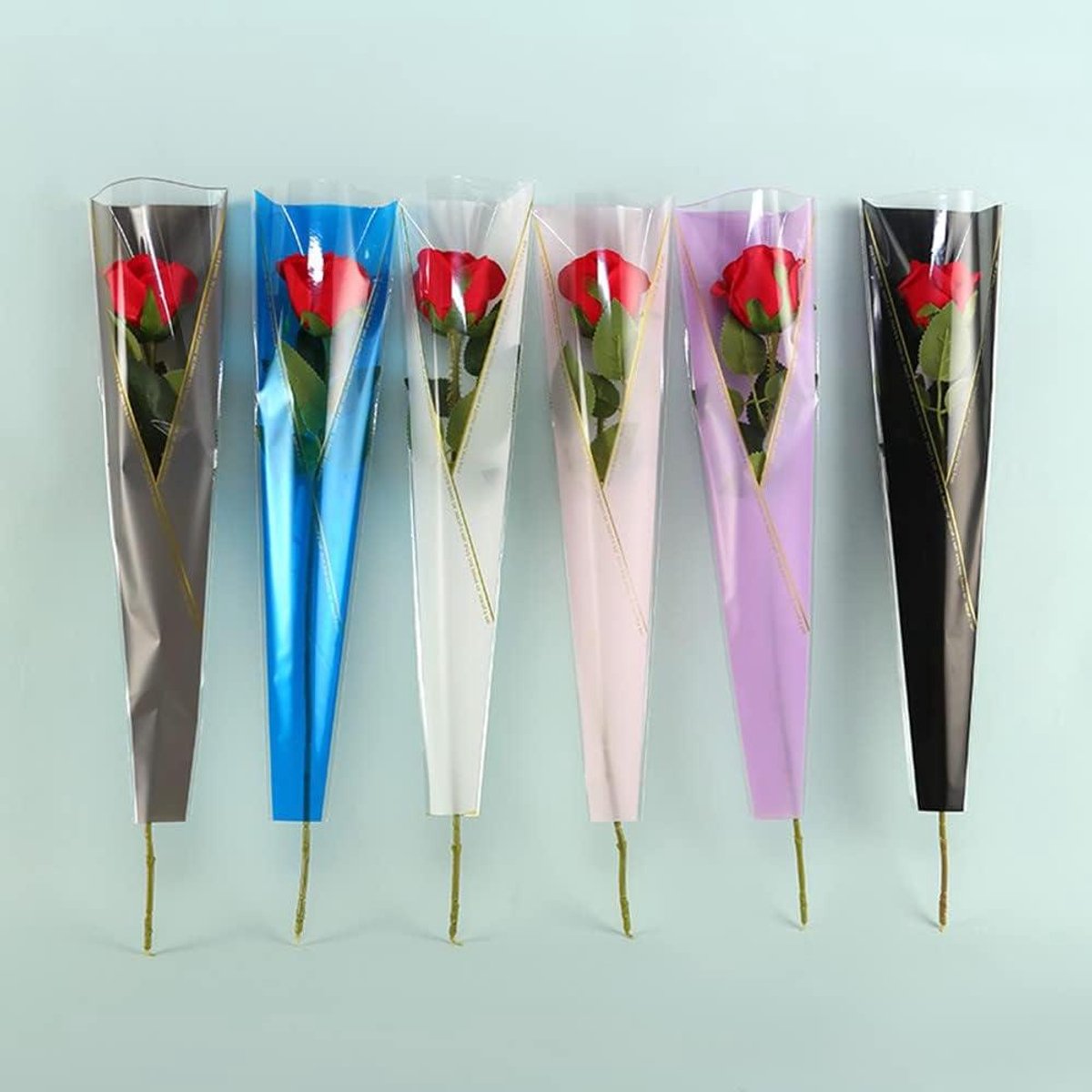 Bloemen Verpakking Zakken - Boeket Mouwen - Bloemen Presenteren - Waterdicht Colorblock Ontwerp - 150 stuks - Zes Kleuren