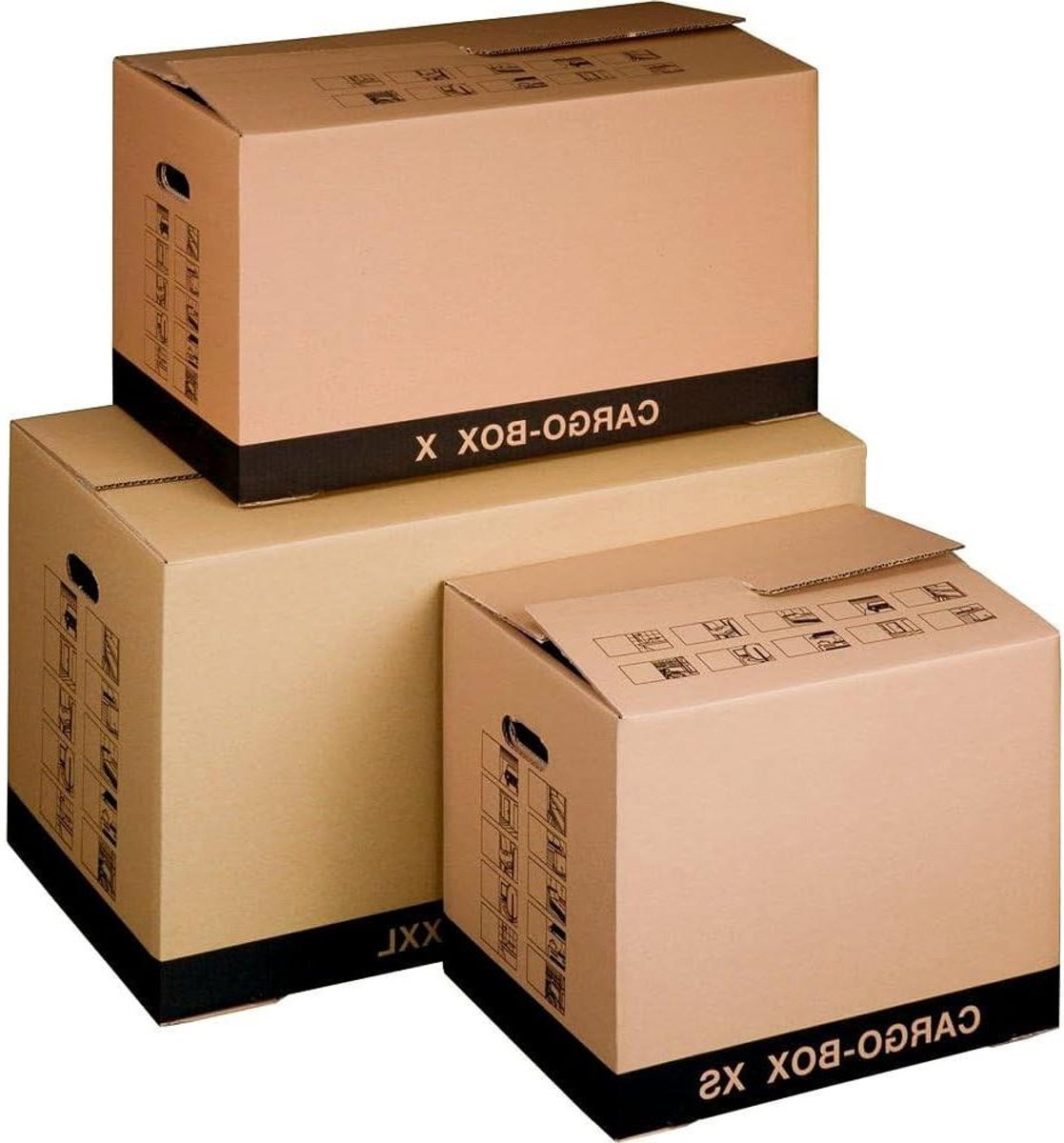 Verhuisdozen - Boekendozen Opslag - Veilig Transport - Met Handgrepen - 455 x 345 x 380 mm - Bruin