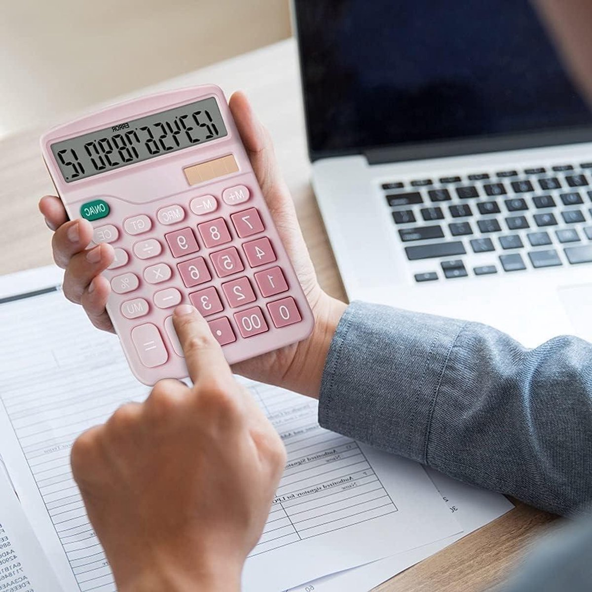 Rekenmachine Bureau - Calculator 12 Cijfers - Dagelijkse Berekeningen - Extra Groot LCD Scherm - 12 Cijfers - Zwart
