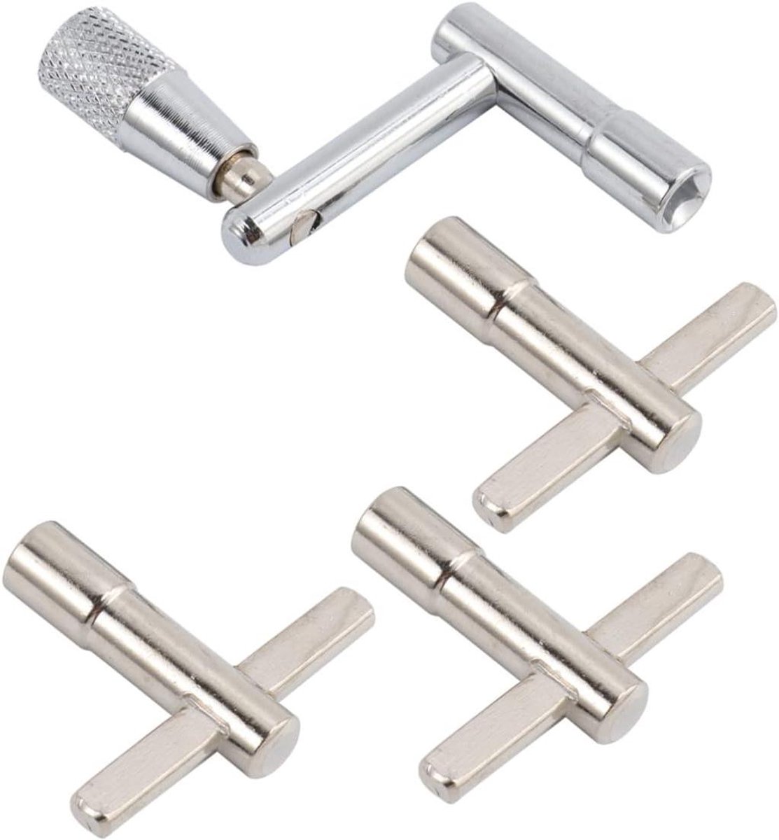 Drumsleutelset - Drumstemsleutel - Drumvellen Stemmen - Metalen Constructie - 4 stuks - Zilver