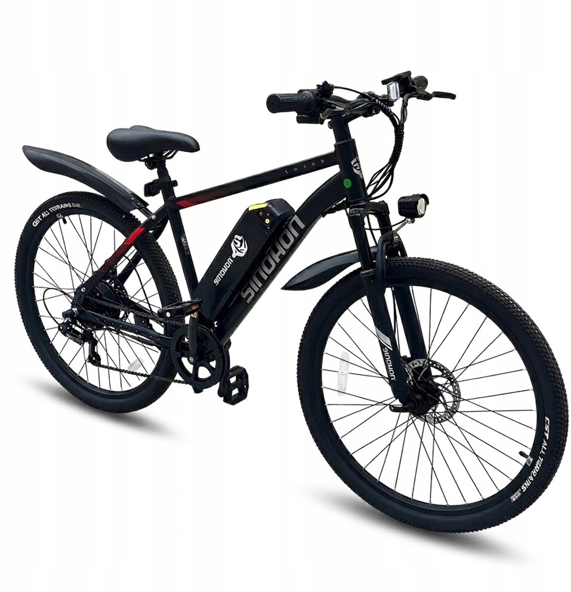SINOHON EM200D Elektrische MTB – 250W Motor, 36V 10,4Ah Accu, 60km Bereik, 7-Speed Shimano – LED-Koplamp