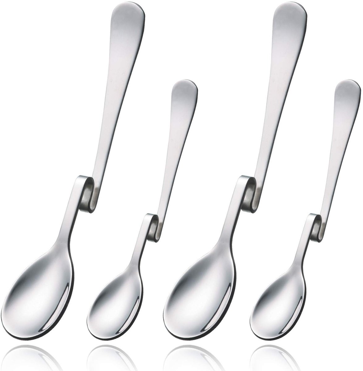 aladdien - Roestvrijstalen Lepels - Longdrinklepels met Knik - Ideaal voor Koffie en Latte Macchiato - Zilver - Honinglepel - Voor Keuken en Restaur..