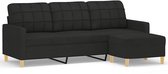 vidaXL - Driezitsbank - met - voetenbank - 180 - cm - stof - zwart