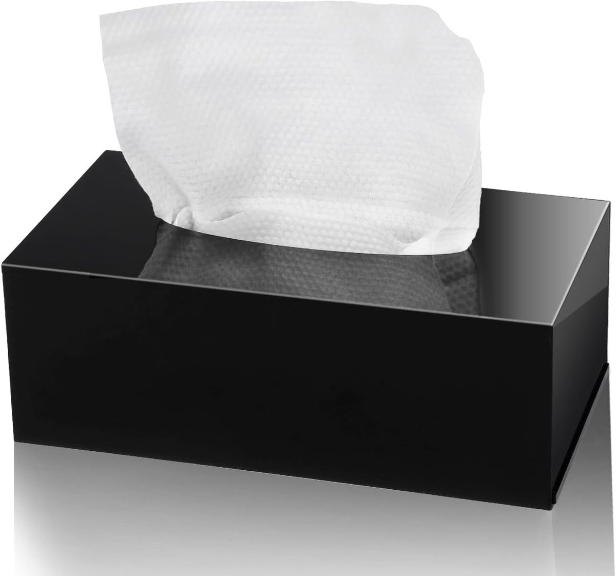 Famanu – Handgemaakte acryl doekjesbox, rechthoekig, 25 x 13 x 9 cm, voor kantoor, badkamer en auto, zwart