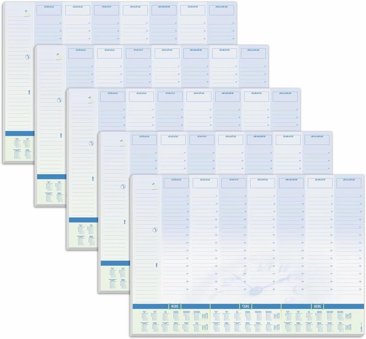 Bureauonderlegger Weekplanner - Papieren Onderlegger Kalender - Bureau Organisatie - Driemaands Kalender - A2 59.5 x 41 cm - Blauw Wit