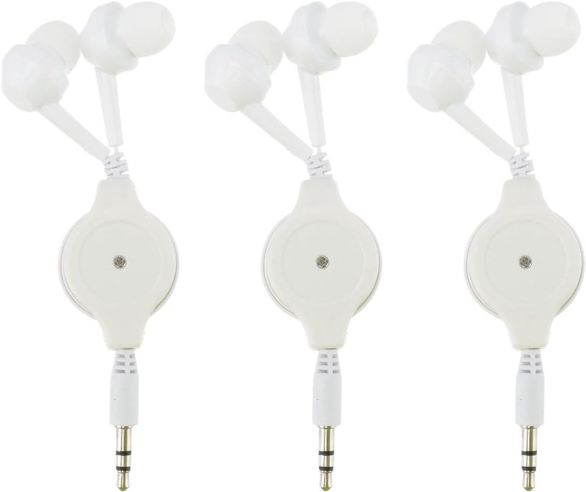 Draadloze In-Ear Oordopjes met 3.5mm Jack - 3 Stuks Stereo Hoofdtelefoon voor Telefoons en Laptops, Retractable Design
