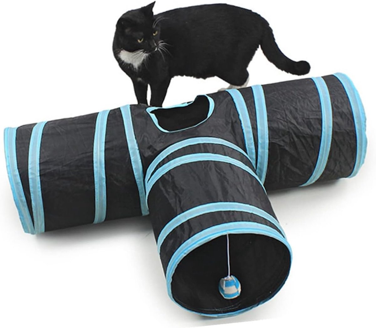 Vouwbare Katten Tunnel voor Binnen en Buiten, 2-Weg Speeltunnel voor Kleine Dieren en Konijnen, Interactief Speelgoed