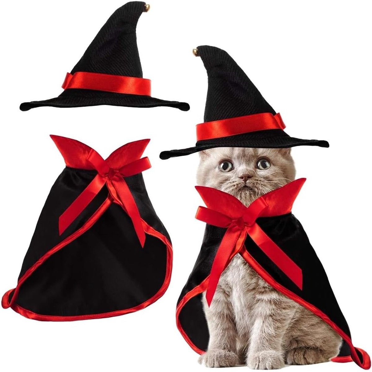 Vampier kostuum voor huisdieren, schattige cape en sjaal voor honden en katten, perfect voor Halloween en feestjes