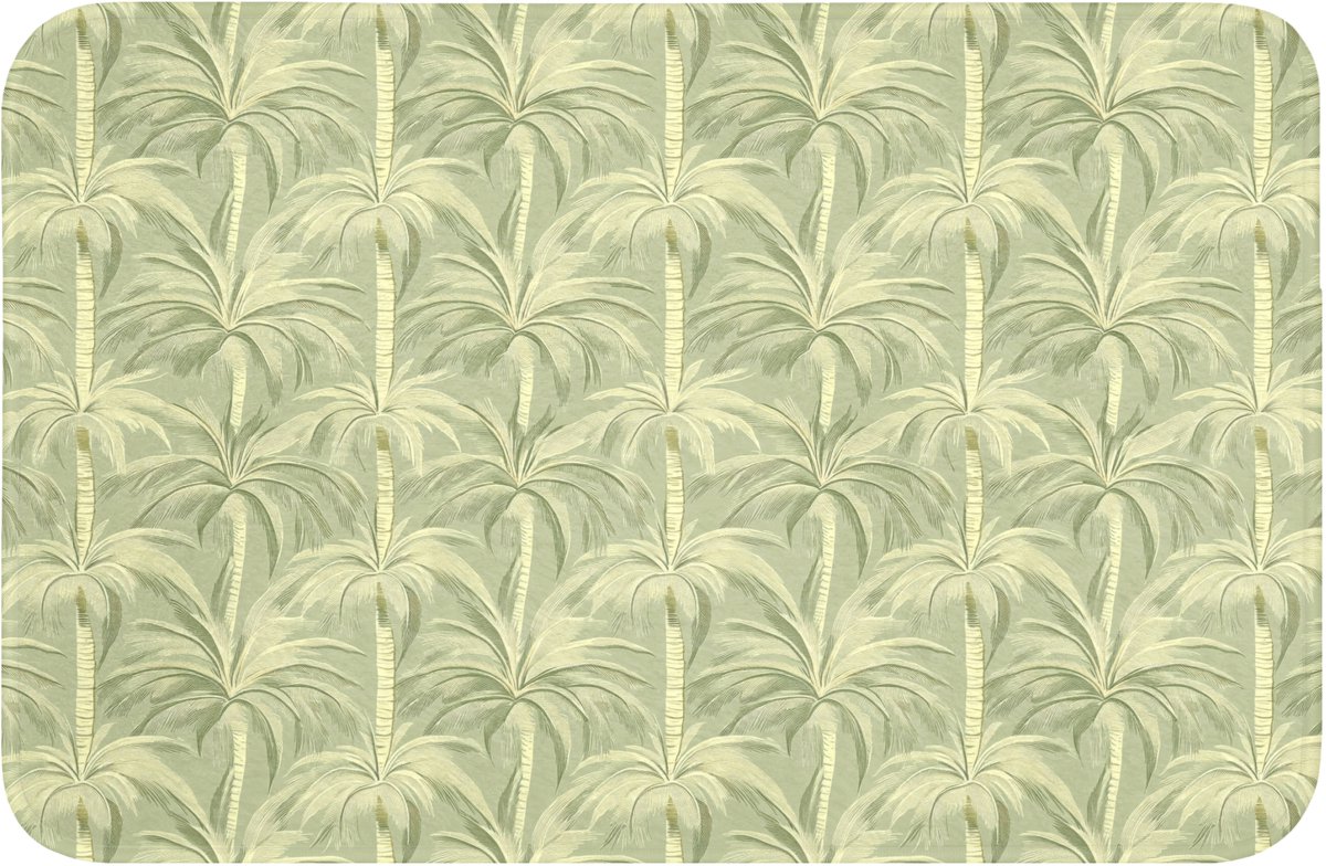 WC mat 60x40 cm - Antislip - Palmwoud - Tropisch - Groen - Toiletmat - Vloermat - Douchema