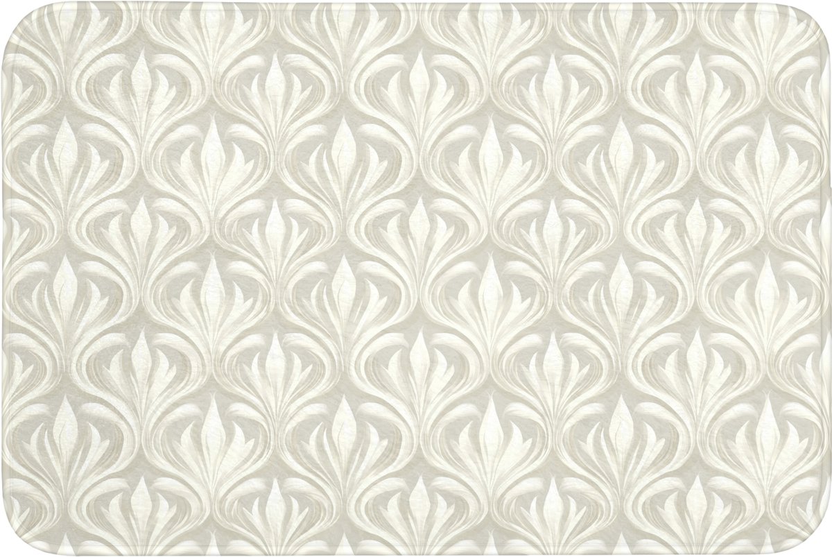 WC mat 90x60 cm - Antislip - Barok - Patroon - Beige - Toiletmat - Vloermat - Douchemat -