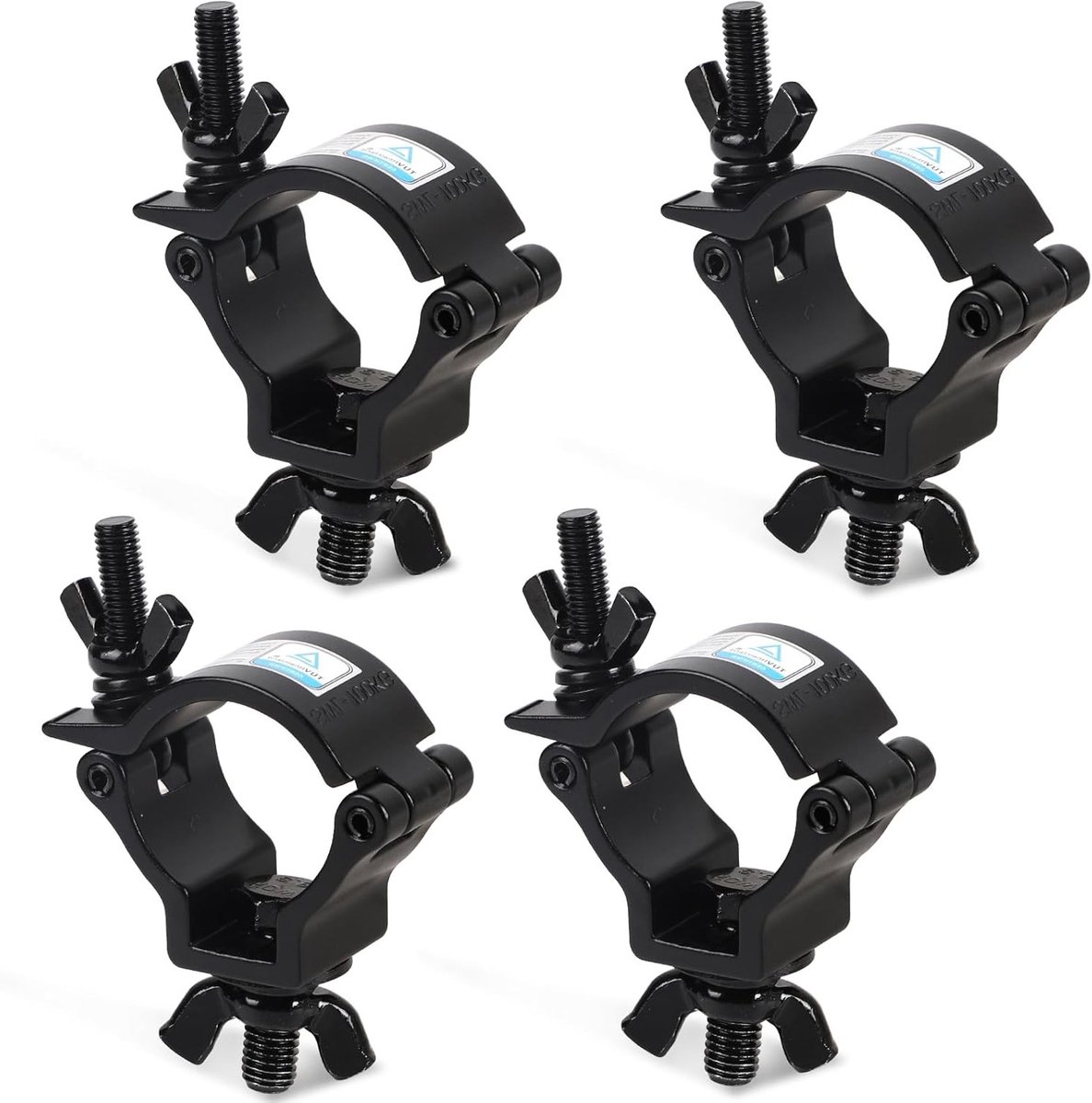 Truss Klem Set van 4, Haak Klem voor Verlichting, TÜV Goedkeuring, 48-51 mm, Aluminium, Max. 100 kg, Ideaal voor DJ en Evenementen