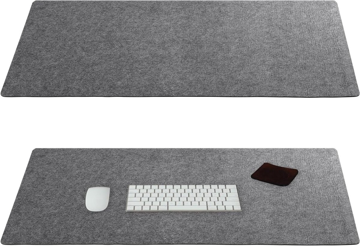 Grote Grijze Vilt Bureau Mat 90 x 40 cm - Antislip Bureauonderlegger voor Laptop en Toetsenbord, Ideaal voor Kantoor en Thuisgebruik