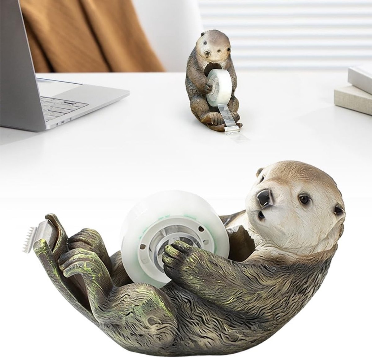 Schattige otter-plakbanddispenser voor kantoor en school, handige en decoratieve plakbandhouder, perfect als cadeau voor dierenliefhebbers