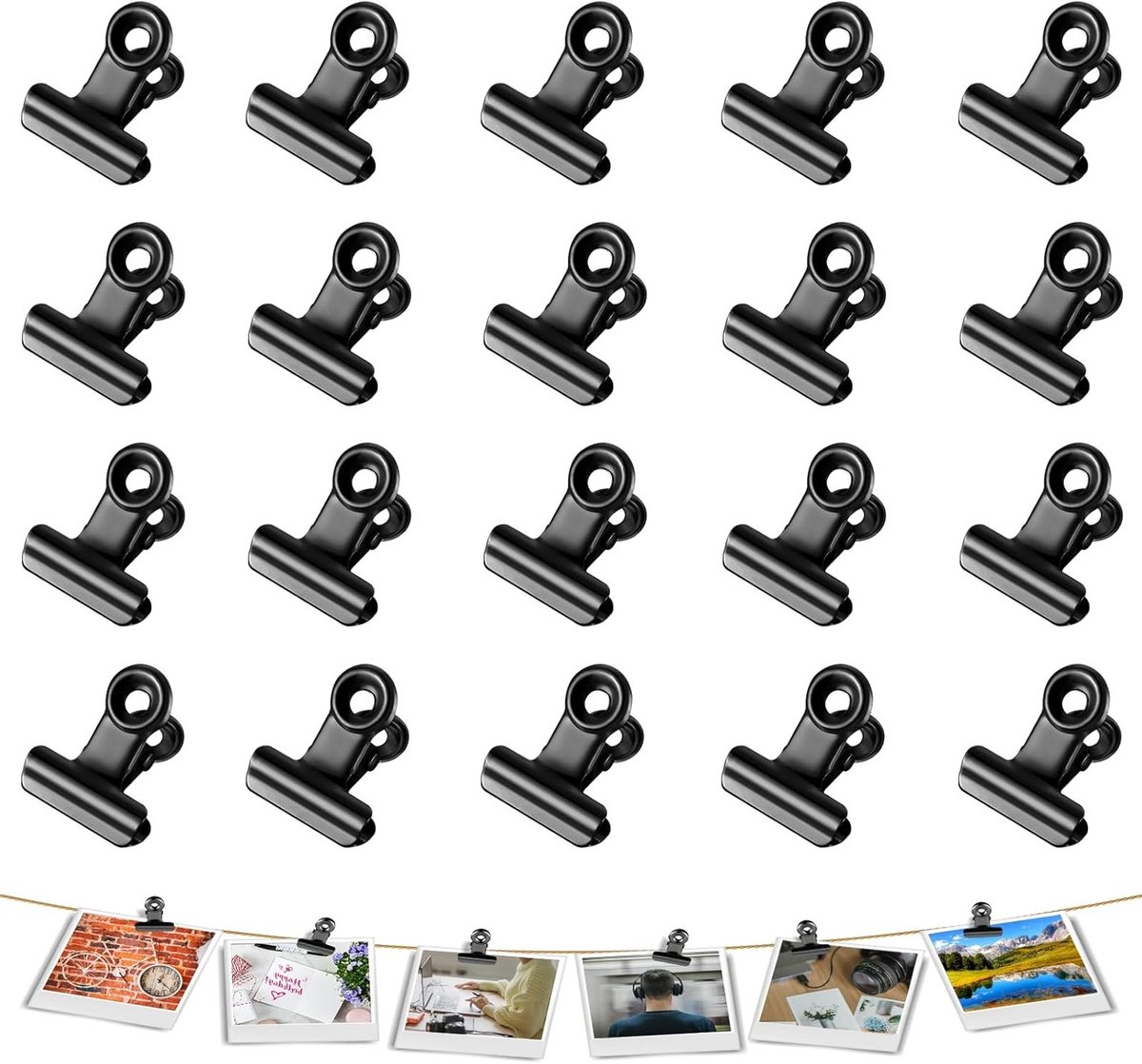 40 Stuks Kleine Bulldog Paperclips, 22mm Multifunctionele Klemmen voor Foto's, Documenten en Kantoorgebruik