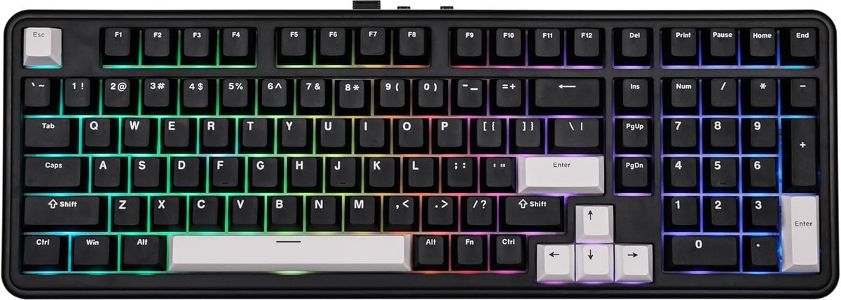 EPOMAKER TH99 - Mechanisch Toetsenbord - 1800 Layout - Tri-Mode Draadloos - RGB Backlight - Gasket Mount - Hot-Swap - 8000mAh Batterij - PBT Keycaps - Zwart