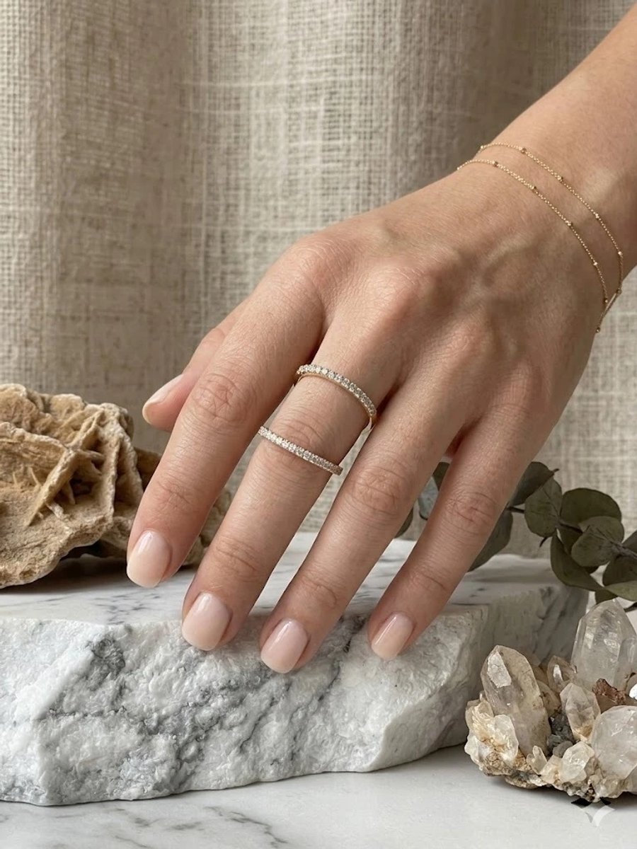Dorvina Messing Dames Ring VIP Goudkleurig Zirkonia 2 Ring Parmak Aksesuari Verstelbaar Vintage Dames Ring