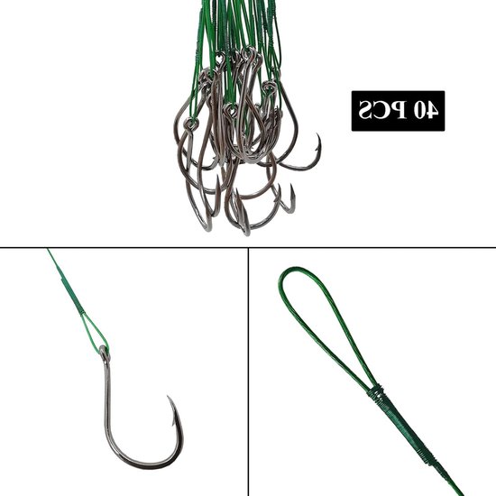 40 Stuks Vissen Haken van Koolstofstaal - Diverse Barbs voor Zee, Meer en Rivier (Plat Haak, 2.5cm) van Merkloos — afbeelding 5