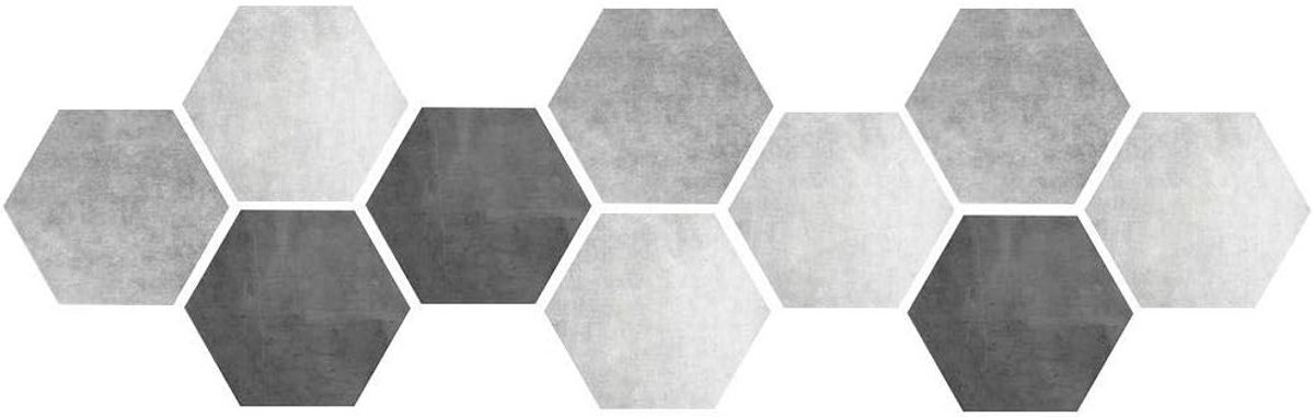 Waterdichte, antislip hexagonale zelfklevende keramische tegelstickers voor muur en vloer - 10 stuks in grijs en wit voor stijlvolle woningdecoratie
