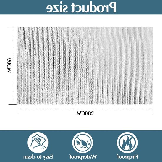 60 x 280 cm Aluminized Hittebeschermingsmat, Thermische Barrière, Hechting, Isolatie, Reflecterend Materiaal en Hoge Temperatuur Bescherming van Merkloos — afbeelding 5