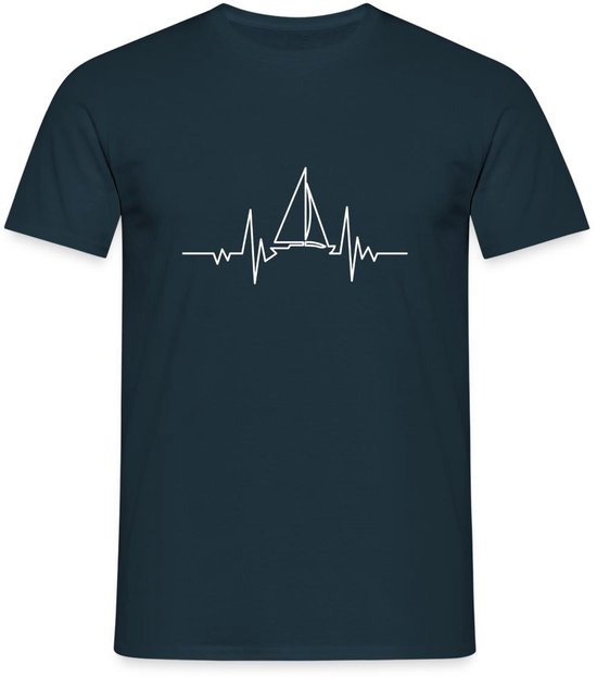 Zeilen Hartslag En Zeilboot Wind T-Shirt Heren