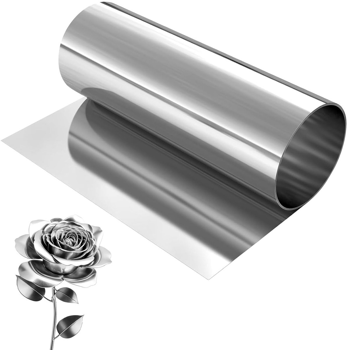 Dunne RVS Plaat van 0.1/0.2 mm Dikte voor Industrieel Gebruik en Creatieve Toepassingen (0.1 x 200 x 1000 mm) - Roestvrij Staal, Plaatmateriaal, Kunstzinnig Ontwerp