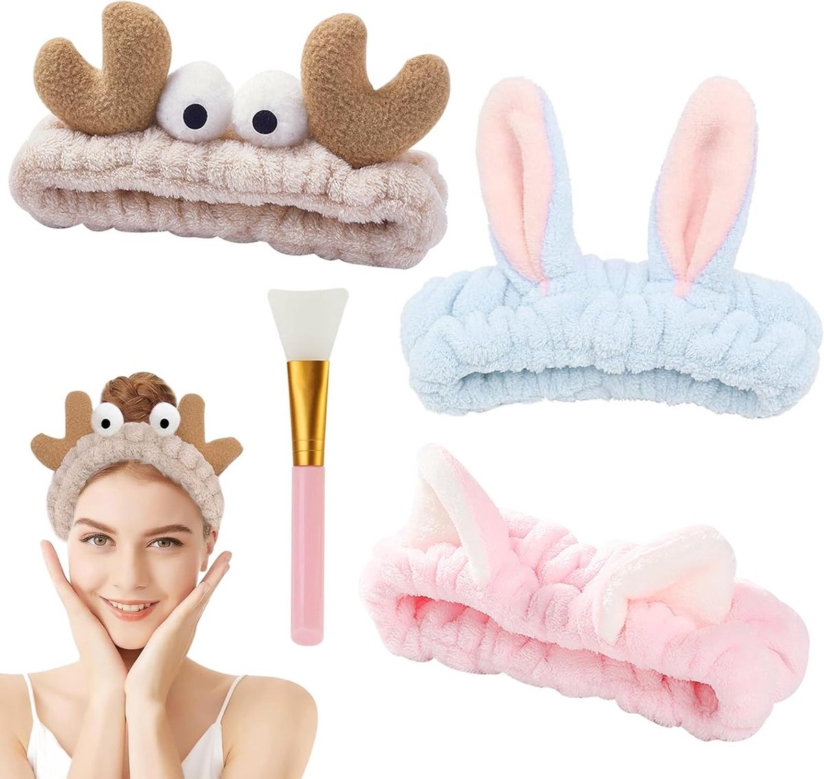 Set van 3 Kattenoren Haarbanden voor Maskers, Scrubben en Schoonmaken - Ideaal voor Schoonheidsbehandelingen en Thuisgebruik
