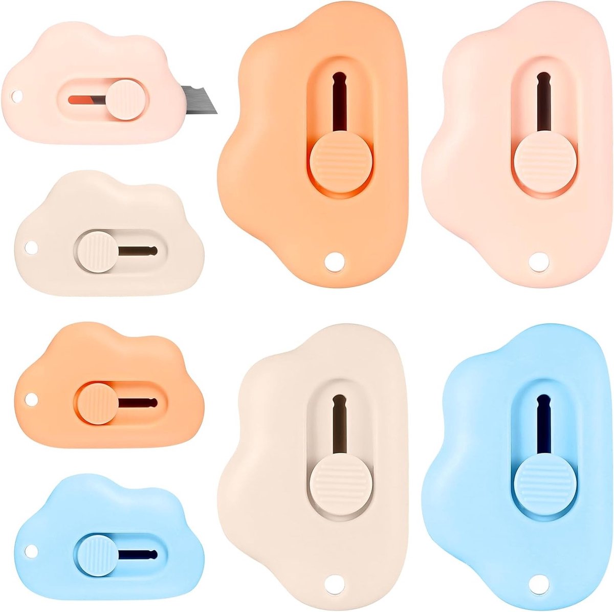 8 Stuks Mini Snijmessen, Inklapbare Doosopeners en Briefopeners voor Karton, Papier en Verpakking in Diverse Kleuren