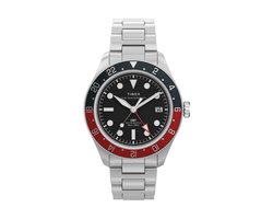 Timex Waterbury Heritage Automatic Gmt Mechanisch Automatisch Horloge Zilverkleurig En Zwart Kast Gemaakt Van 100% Roestvrij Staal En Een Armband Van 100% Roestvrij Staal 41.5 mm TW2Y60600AJ, TW2Y60800AJ