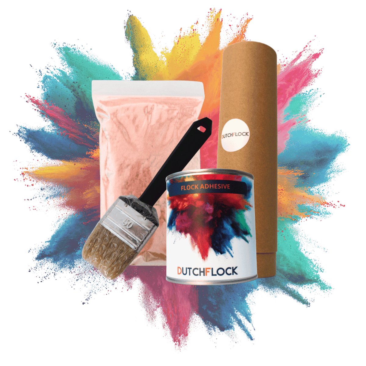 Flocking Kit Rose Mega | 800gr. flocking poeder - 1000ml flock lijm - applicator - kwast