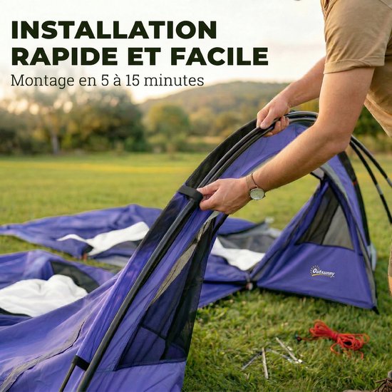 Outsunny tunneltent - Glasvezel, polyester - 420 x 300 x 200 cm - Donkerblauw van Outsunny — afbeelding 5